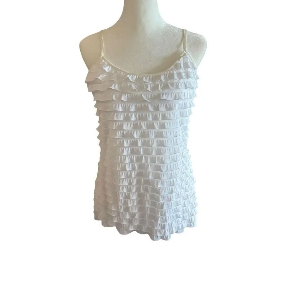 Energize new with tags white ruffle Y2K tank top size large